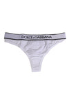 Dolce & Gabbana White Logo Waistband Modal Cotton ThongUnderwear