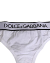 Dolce & Gabbana White Logo Waistband Modal Cotton ThongUnderwear