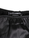 Dolce & Gabbana Black Silk Satin Lace Trim PantyUnderwear