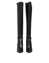 Dolce & Gabbana Black Leather Over-The-Knee DG Boots  Shoes
