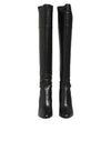 Dolce & Gabbana Black Leather Over-The-Knee DG BootsShoes