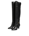 Dolce & Gabbana Black Leather Over-The-Knee DG BootsShoes