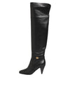 Dolce & Gabbana Black Leather Over-The-Knee DG BootsShoes