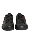 Dolce & Gabbana Black Leather Crystal Heart SneakersShoes