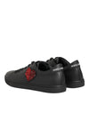 Dolce & Gabbana Black Leather Crystal Heart SneakersShoes