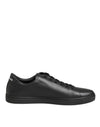 Dolce & Gabbana Black Leather Crystal Heart SneakersShoes