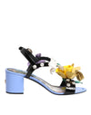 Dolce & Gabbana Multicolor Floral Appliqué Crystal Sandal Shoes