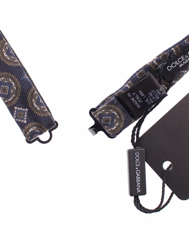 Dolce & Gabbana Blue Silk Baroque Fantasi Tied Bow Tie Papillon