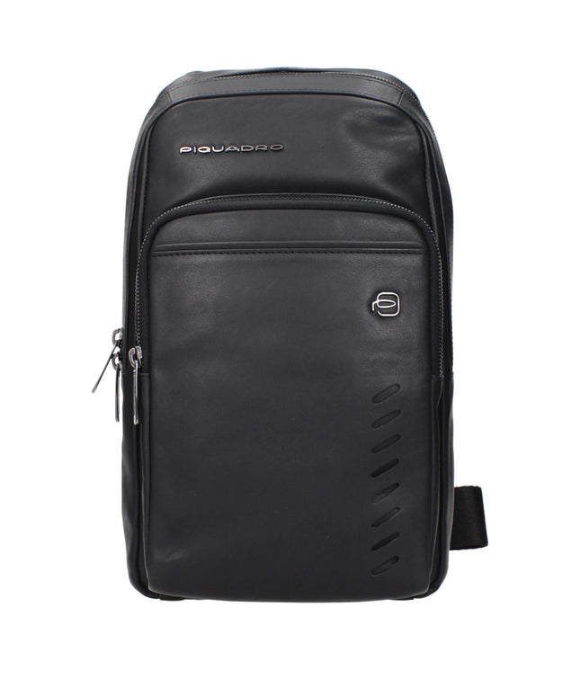 Piquadro Black Leather Crossbody Bags