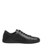 Dolce & Gabbana Dolce & Gabbana Black Leather Crystal Heart Low Top Sneakers  Shoes (Shoe Size Women: EU35.5/US5, nan: nan, n