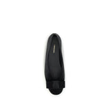 Ferragamo Black Calf Leather Bos Taurus Ballet Flats
