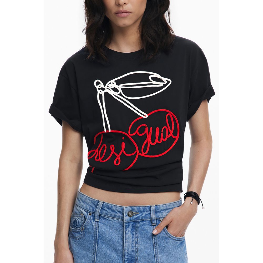 Desigual Desigual Black Cotton Women T-Shirt (Italian Size WOMEN: XS, nan: nan, nan: nan)