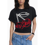 Desigual Desigual Black Cotton Women T-Shirt (Italian Size WOMEN: XS, nan: nan, nan: nan)