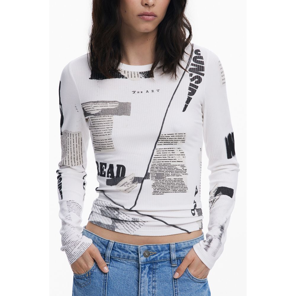 Desigual Desigual White Viscose Women T-Shirt (Italian Size WOMEN: XS, nan: nan, nan: nan)