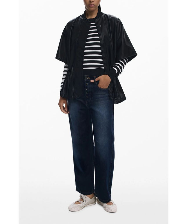 Desigual Black Polyethylene Women Poncho
