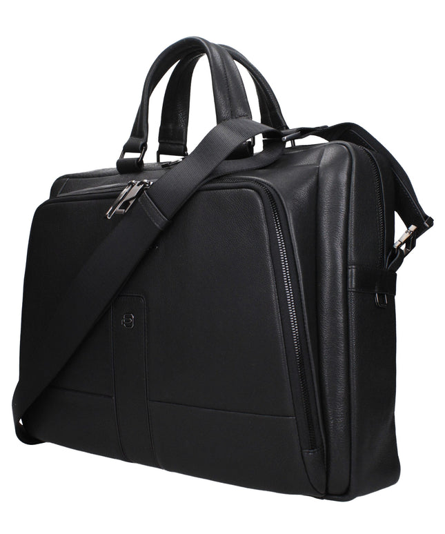 Piquadro Black Leather Business And Laptop Bags