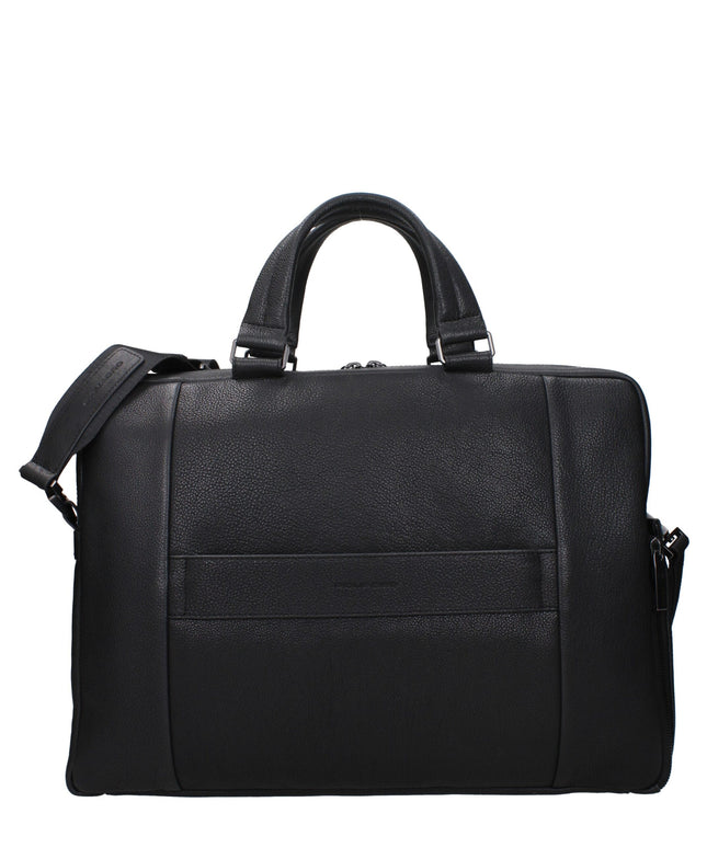 Piquadro Black Leather Business And Laptop Bags