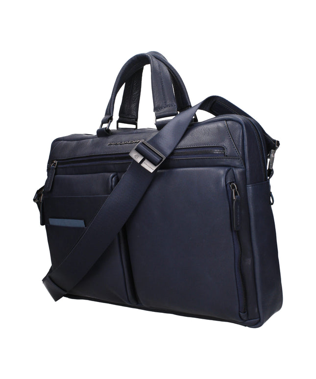 Piquadro Blue Leather Business And Laptop Bags