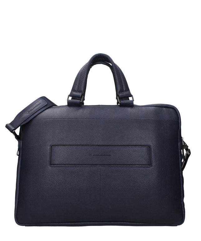Piquadro Blue Leather Business And Laptop Bags