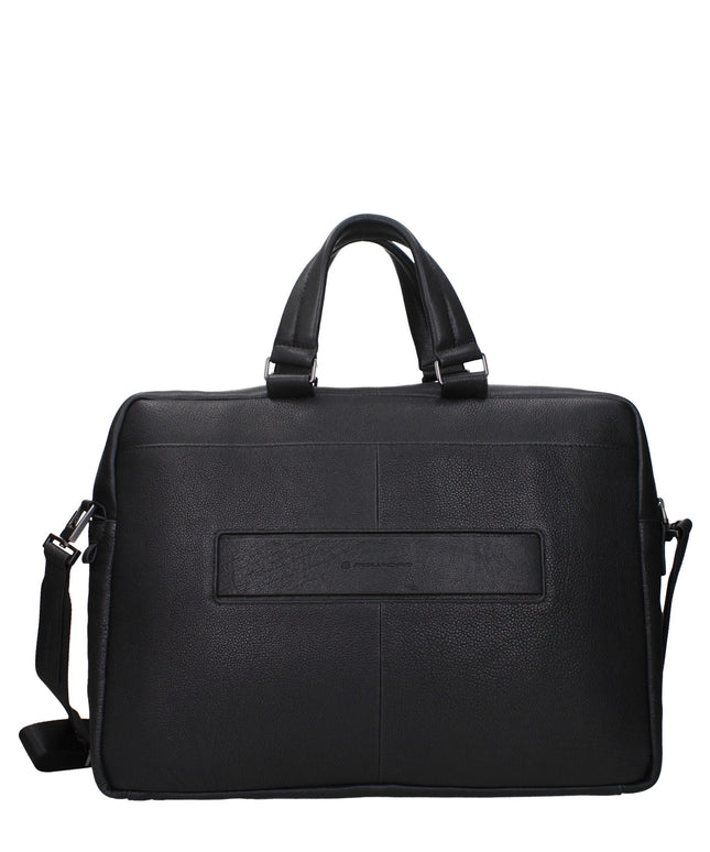 Piquadro Black Leather Business And Laptop Bags