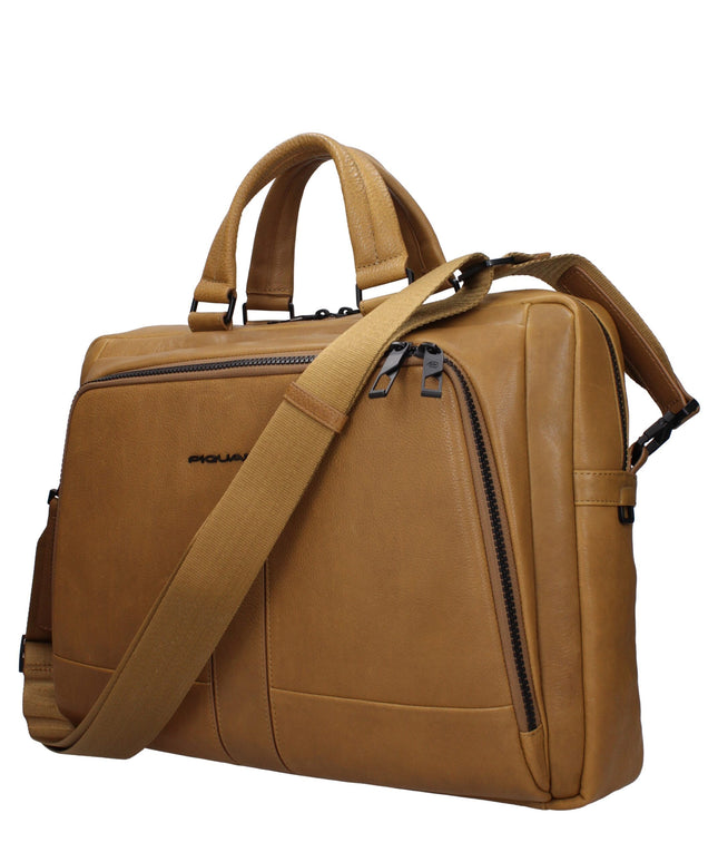 Piquadro Beige Leather Business And Laptop Bags