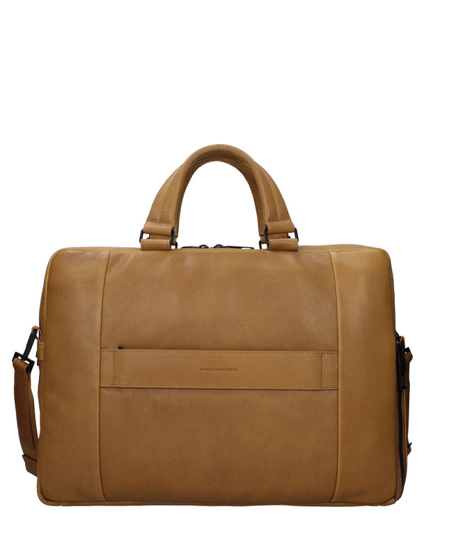 Piquadro Beige Leather Business And Laptop Bags