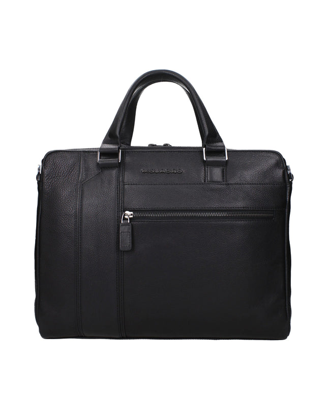 Piquadro Black Leather Business And Laptop Bags