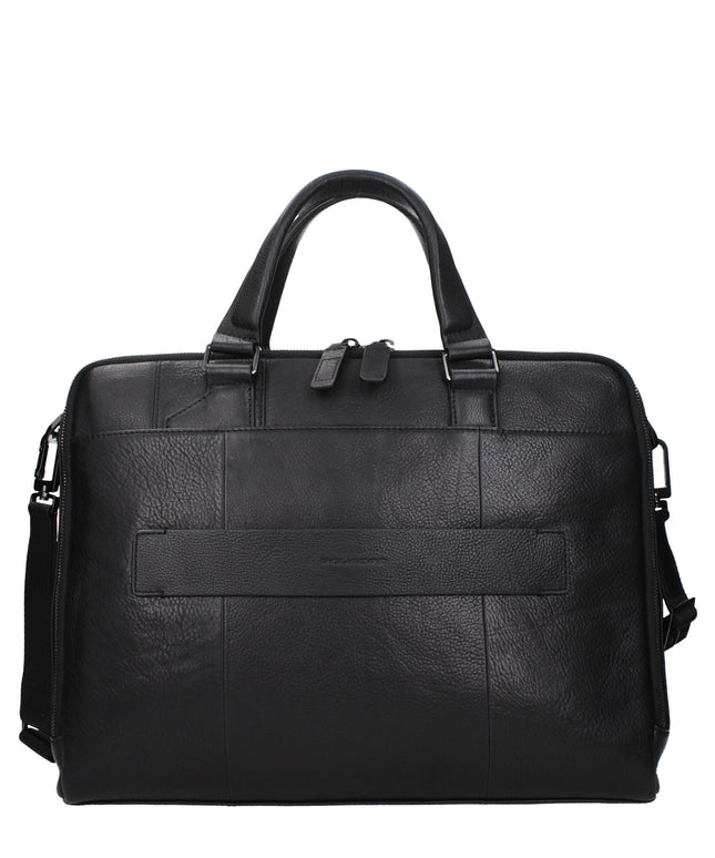 Piquadro Black Leather Business And Laptop Bags