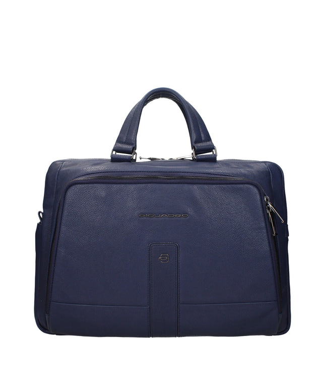 Piquadro Blue Leather Business And Laptop Bags