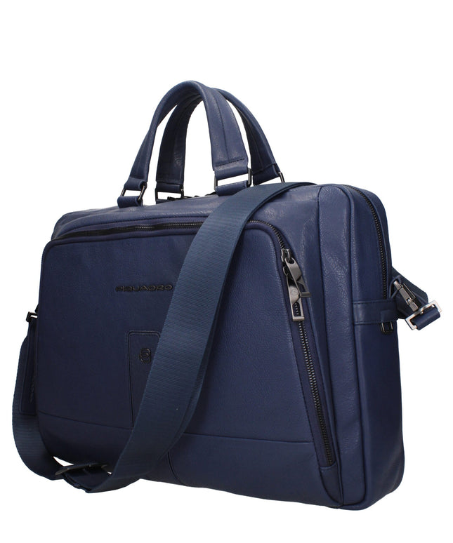 Piquadro Blue Leather Business And Laptop Bags