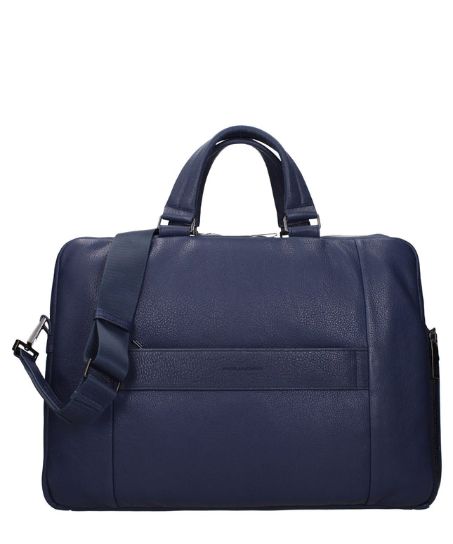 Piquadro Blue Leather Business And Laptop Bags