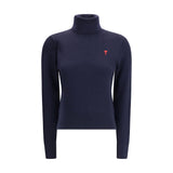 Ami Paris Blue Merino Wool Turtleneck