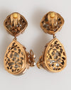 Dolce & Gabbana Gold Crystal Drop Clip-On Strass Floral Jewelry Earrings