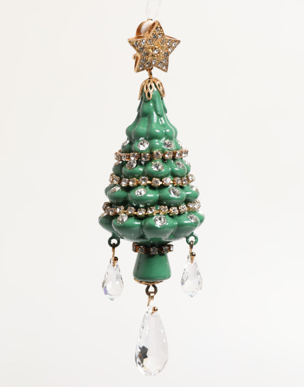 Dolce & Gabbana Gold Brass Multicolour Christmas Tree Earrings
