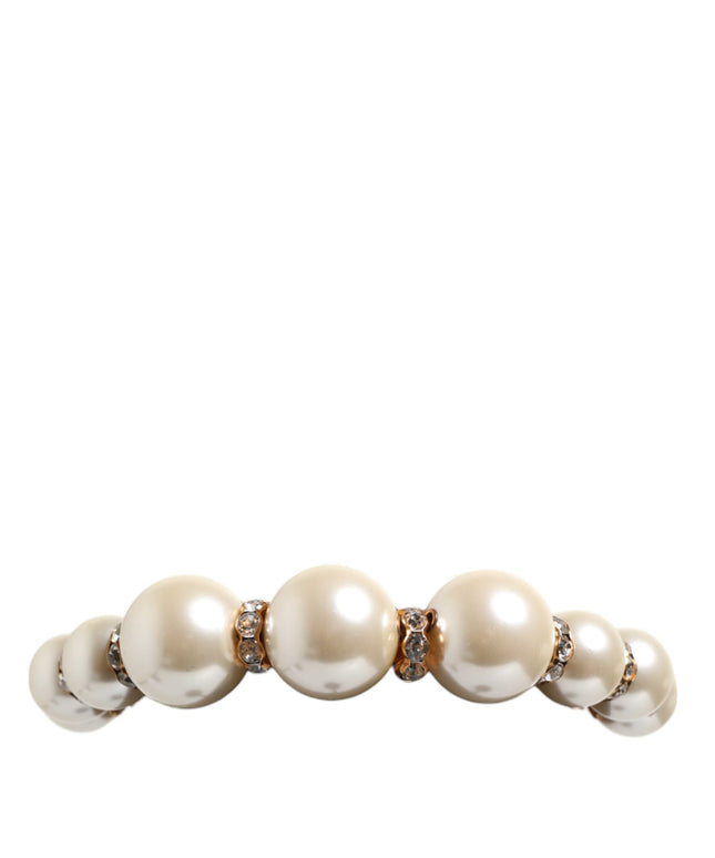 Dolce & Gabbana Gold Pearl Crystal Embellished Tiara Hair Accessory Headband