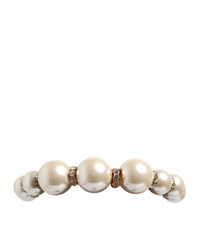 Dolce & Gabbana Gold Pearl Crystal Embellished Tiara Hair Accessory Headband