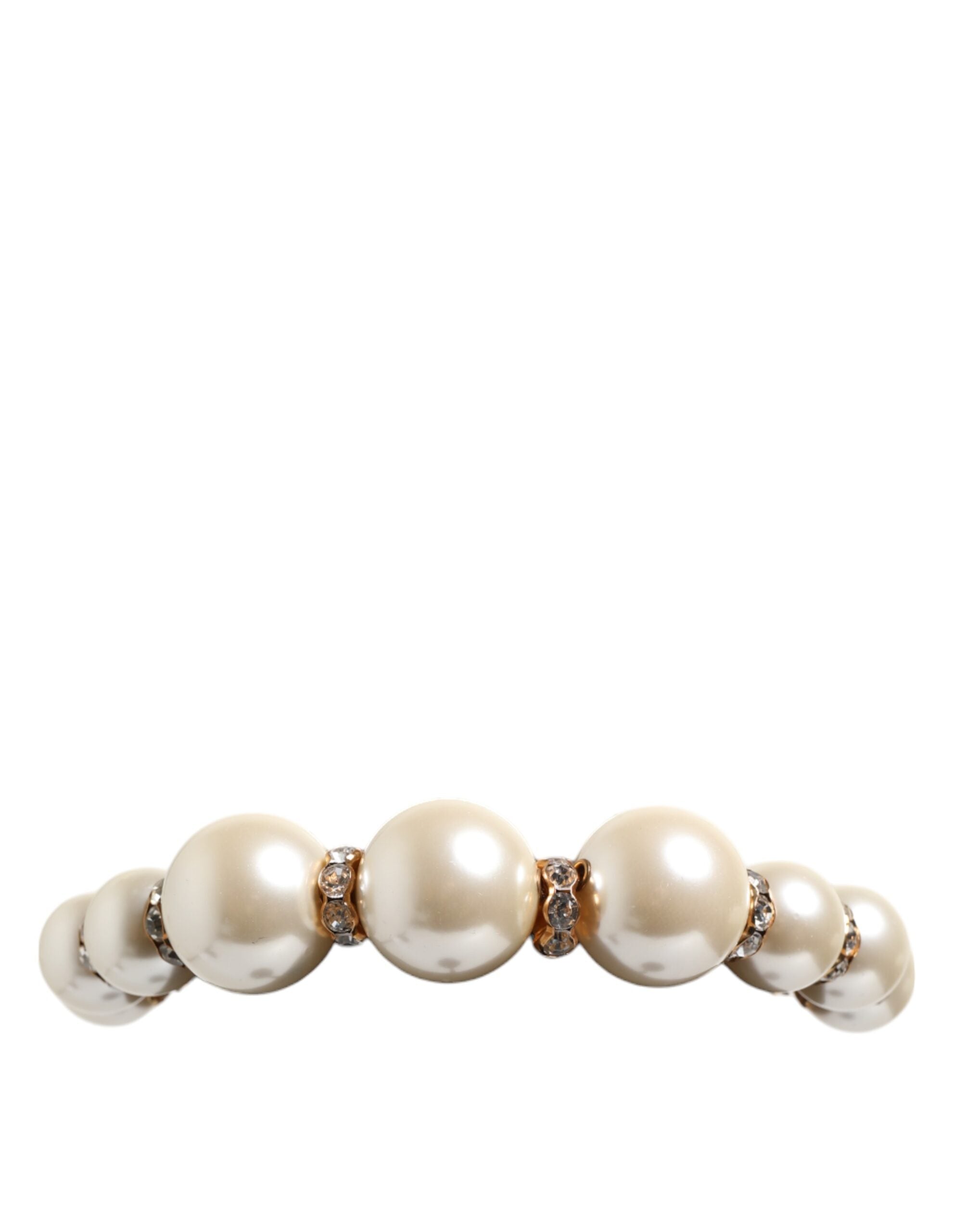 Dolce & Gabbana Gold Pearl Crystal Embellished Tiara Hair Accessory Headband