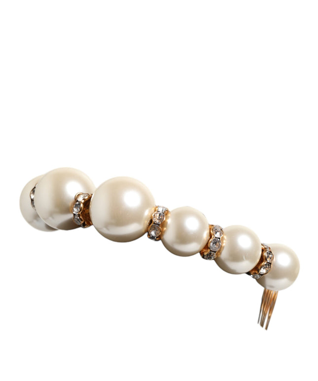 Dolce & Gabbana Gold Pearl Crystal Embellished Tiara Hair Accessory Headband