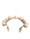 Dolce & Gabbana Gold Pearl Crystal Embellished Tiara Hair Accessory Headband