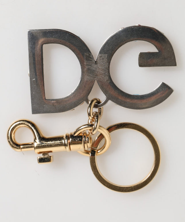 Dolce & Gabbana Multicolor Crystal DG Logo Gold Keychain Charm Keyring