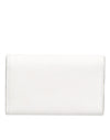 Dolce & Gabbana White Leather Card Case Holder Wallet Gold Logo PlateKey Holder