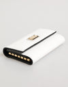 Dolce & Gabbana White Leather Card Case Holder Wallet Gold Logo PlateKey Holder
