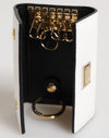 Dolce & Gabbana White Leather Card Case Holder Wallet Gold Logo PlateKey Holder