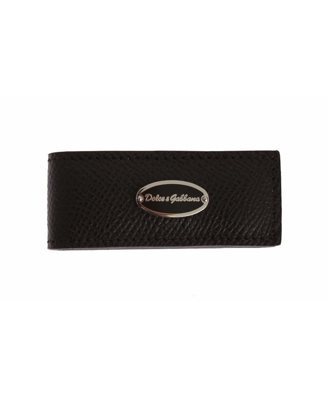 Dolce & Gabbana Brown Leather Magnet Mens Money Cash Clip