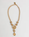 Dolce & Gabbana Gold Brass Crystal Pearl Purple Floral Pendant Jewelry Necklace