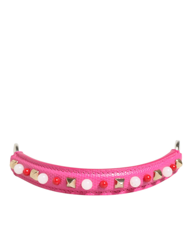 Dolce & Gabbana Pink Embellished Leather Bag Handle Women Shoulder Strap