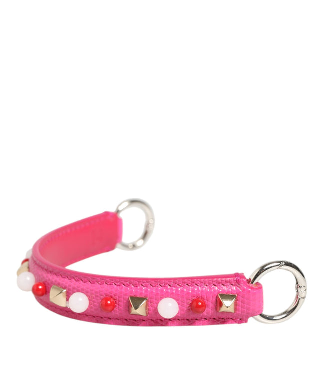 Dolce & Gabbana Pink Embellished Leather Bag Handle Women Shoulder Strap