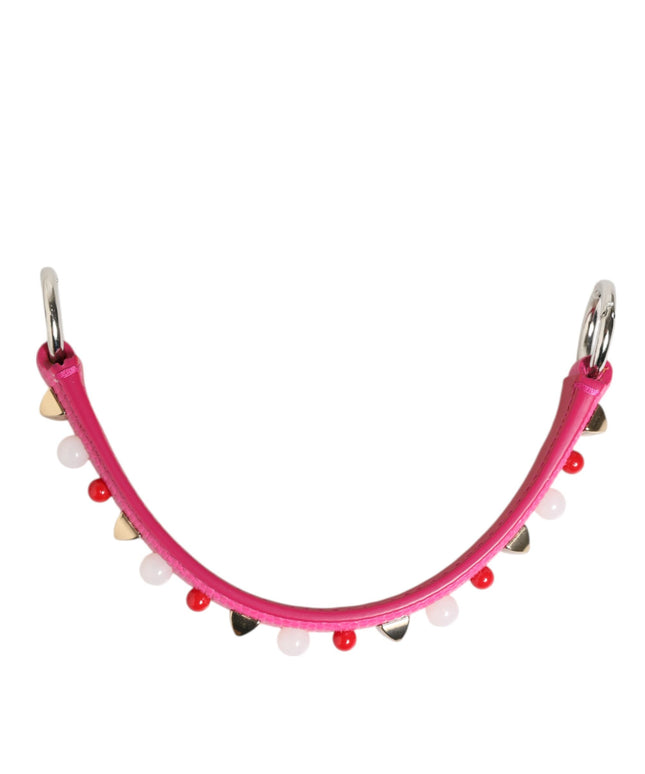 Dolce & Gabbana Pink Embellished Leather Bag Handle Women Shoulder Strap