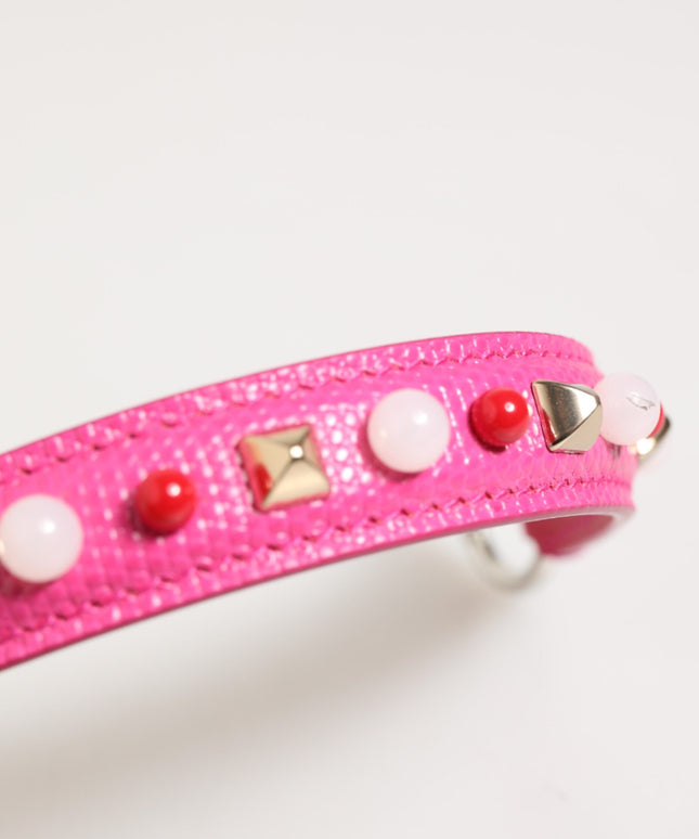 Dolce & Gabbana Pink Embellished Leather Bag Handle Women Shoulder Strap