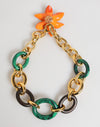 Dolce & Gabbana Multicolor Gold Brass Tiger Lily Floral Chai Necklace